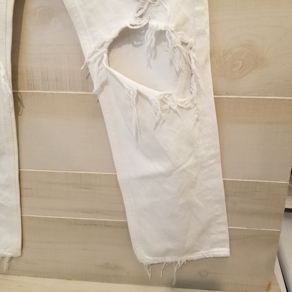 {25} Agolde 90s Mid Rise White Loose Fit Distressed Jeans - Picture 8 of 12